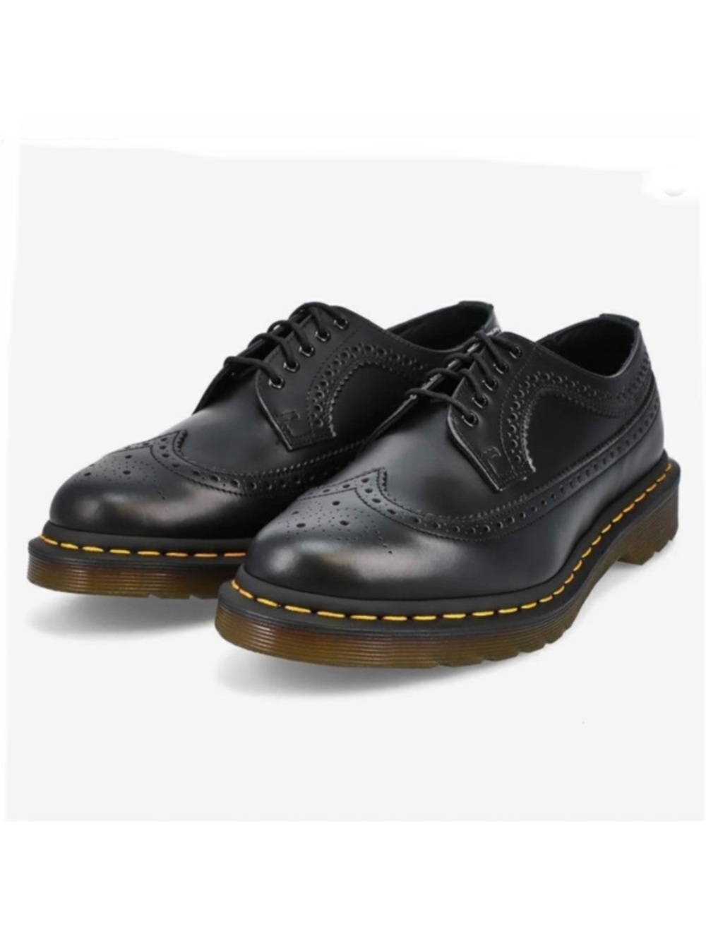 Dr. Martens 11845 Yellow Stitch Leather Wingtip Brogues